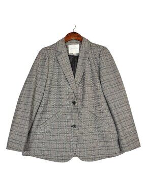 American Eagle Blazer Women's S Gray Houndstooth Plaid Two-Button Jacket Classic